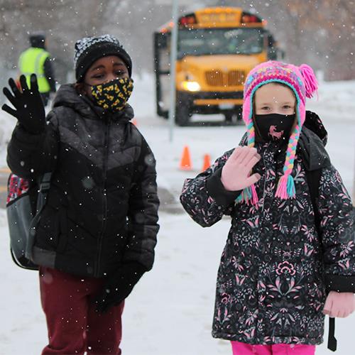 Elementary students returning to school 